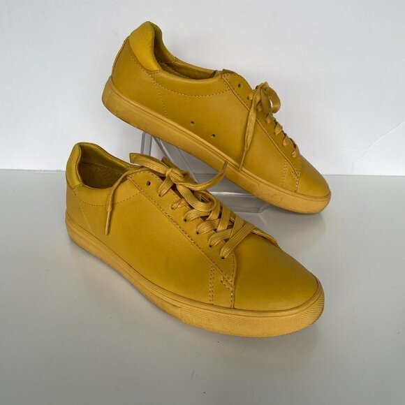 CLAE Bradley Sneaker Yellow Leather Lace Up Womens 7 - Picture 7 of 8